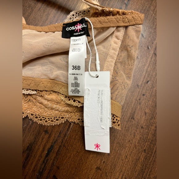 Cosabella Tosca Underwire Demi Bra Size 36B Brown Cream Lace Sexy Intimate NWT - Picture 9 of 12